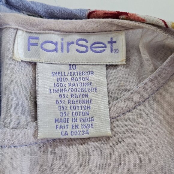 FairSet VTG Dress Women 10 SS Maxi Lined Floral Empir Waist Ties Flowy Cottage - Picture 4 of 16